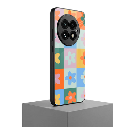 Floral Patchwork oneplus 13 mobile cover | shockproof glass phone case