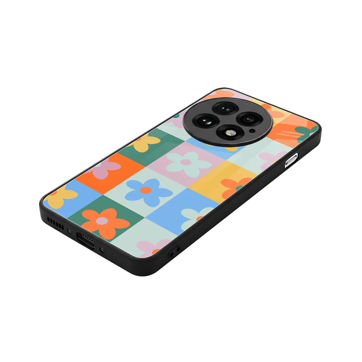 Floral Patchwork stylish phone case for oneplus 13 | glossy glass and slim fit