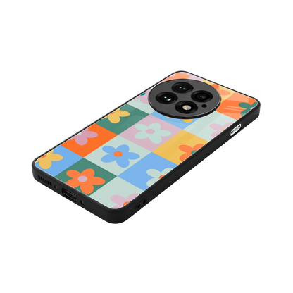 Floral Patchwork stylish phone case for oneplus 13 | glossy glass and slim fit
