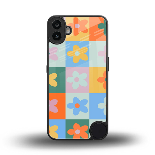 Floral Patchwork back phone cover | glass case for cmf nothing phone 1
