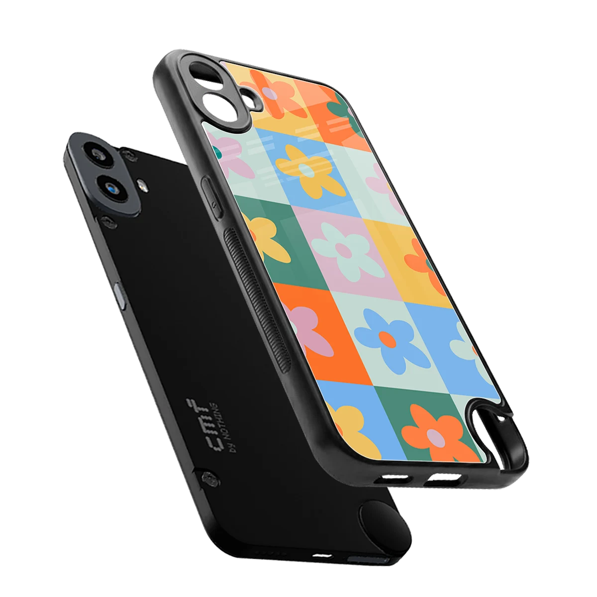 Floral Patchwork sleek cmf nothing phone 1 cover with tempered glass back and TPU edges
