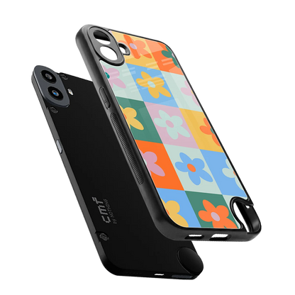 Floral Patchwork sleek cmf nothing phone 1 cover with tempered glass back and TPU edges