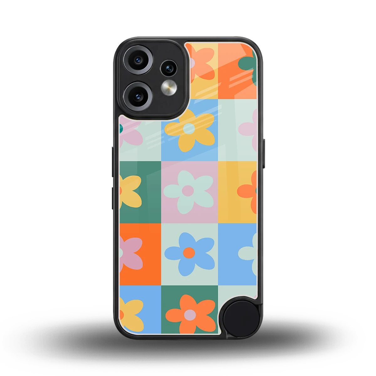 Floral Patchwork back phone cover | glass case for cmf nothing phone 2 pro