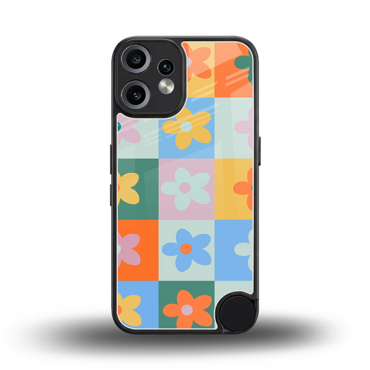 Floral Patchwork back phone cover | glass case for cmf nothing phone 2 pro