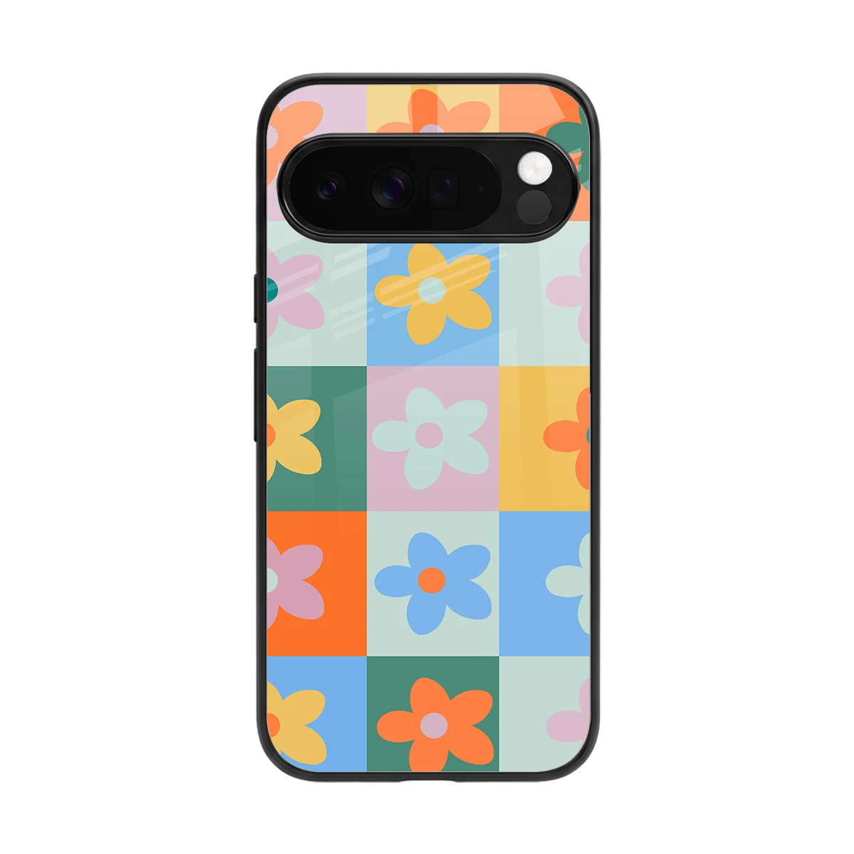 Floral Patchwork back phone cover | glass case for google pixel 10 pro xl