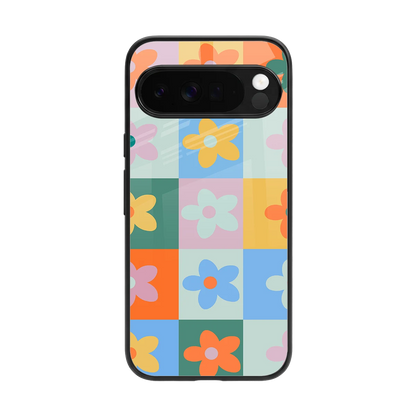 Floral Patchwork back phone cover | glass case for google pixel 10 pro xl