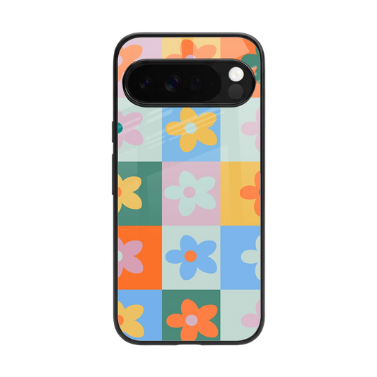Floral Patchwork back phone cover | glass case for google pixel 10 pro xl