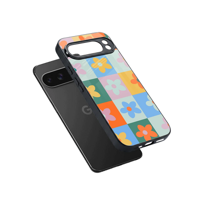 Floral Patchwork sleek google pixel 10 pro xl cover with tempered glass back and TPU edges
