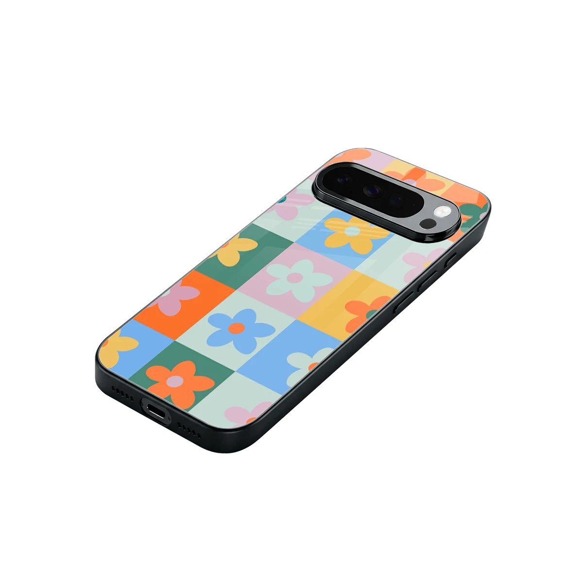 Floral Patchwork stylish phone case for google pixel 10 pro xl | glossy glass and slim fit
