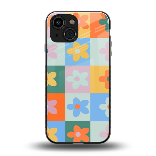 Floral Patchwork back phone cover | glass case for iphone 13 mini