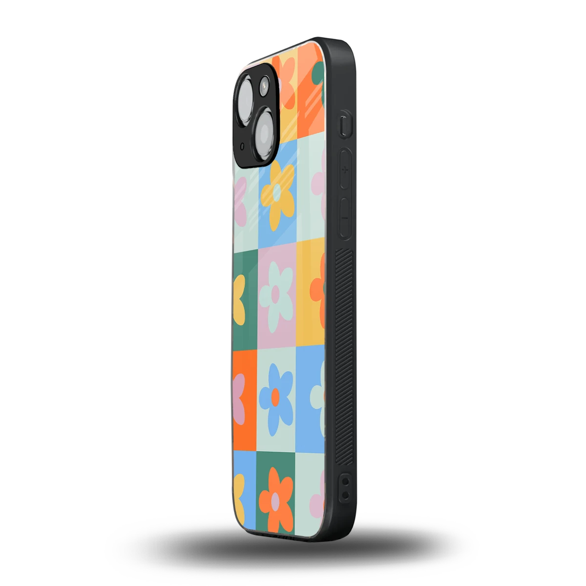 Floral Patchwork iphone 13 mini mobile cover | shockproof glass phone case