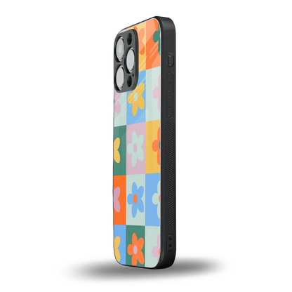 Floral Patchwork iphone 12 pro max mobile cover | shockproof glass phone case