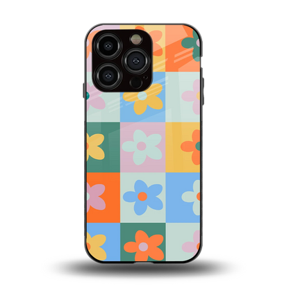 Floral Patchwork back phone cover | glass case for iphone 13 pro