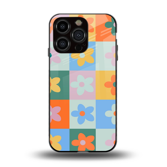 Floral Patchwork back phone cover | glass case for iphone 13 pro