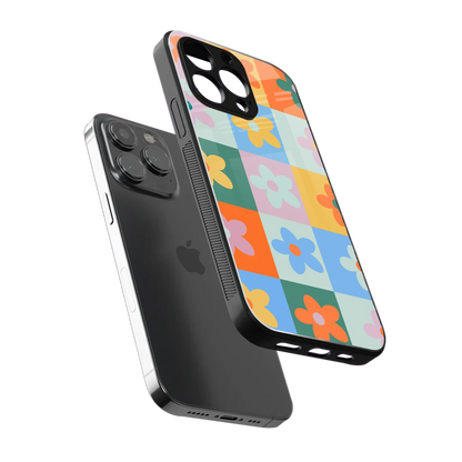 Floral Patchwork sleek iphone 13 pro cover with tempered glass back and TPU edges