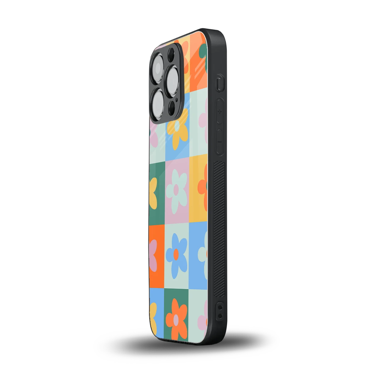 Floral Patchwork iphone 12 pro mobile cover | shockproof glass phone case