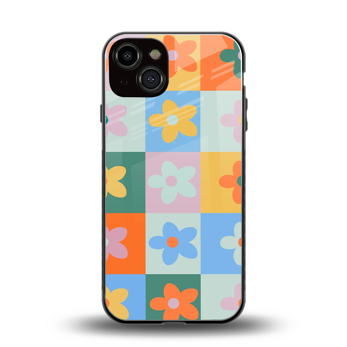 Floral Patchwork back phone cover | glass case for iphone 13