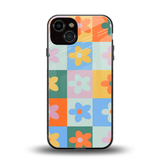 Floral Patchwork back phone cover | glass case for iphone 13