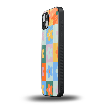 Floral Patchwork iphone 15 plus mobile cover | shockproof glass phone case