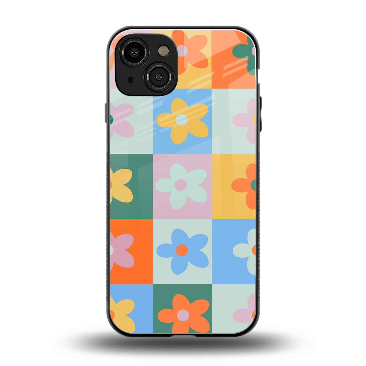 Floral Patchwork back phone cover | glass case for iphone 15