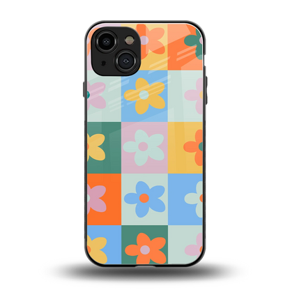 Floral Patchwork back phone cover | glass case for iphone 15