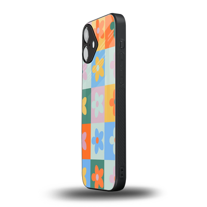 Floral Patchwork iphone 16 plus mobile cover | shockproof glass phone case