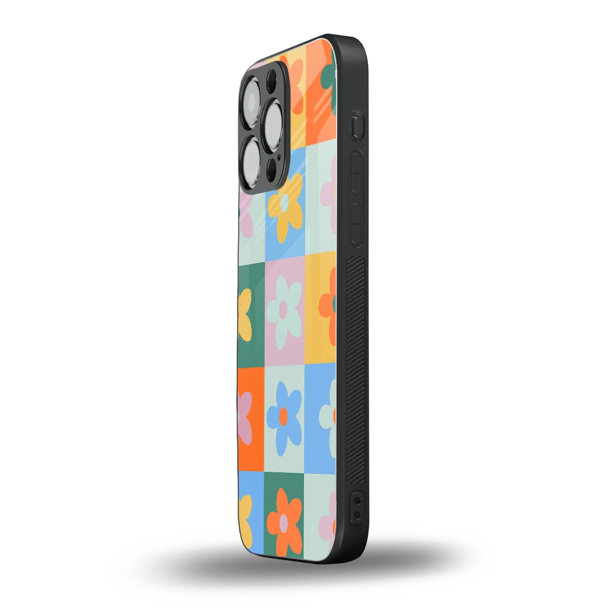 Floral Patchwork iphone 16 pro max mobile cover | shockproof glass phone case