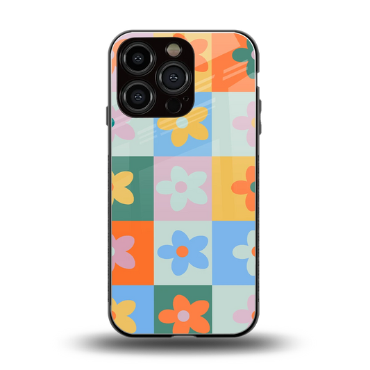 Floral Patchwork back phone cover | glass case for iphone 16 pro