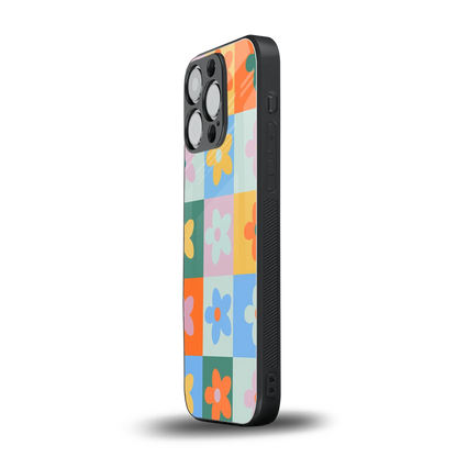Floral Patchwork iphone 16 pro mobile cover | shockproof glass phone case
