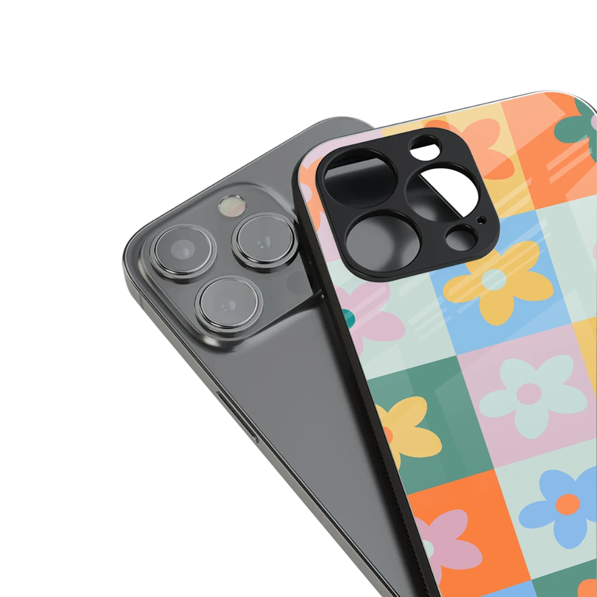 Floral Patchwork stylish phone case for iPhone 16 | glossy glass and slim fit