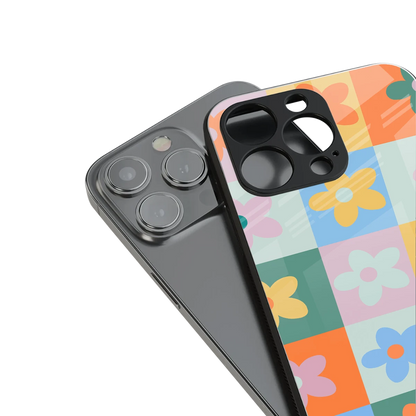 Floral Patchwork stylish phone case for iphone 13 | glossy glass and slim fit