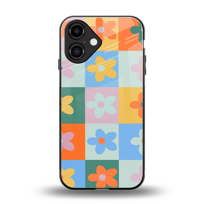 Floral Patchwork back phone cover | glass case for iphone 16