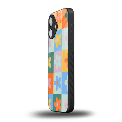 Floral Patchwork iPhone 16 mobile cover | shockproof glass phone case