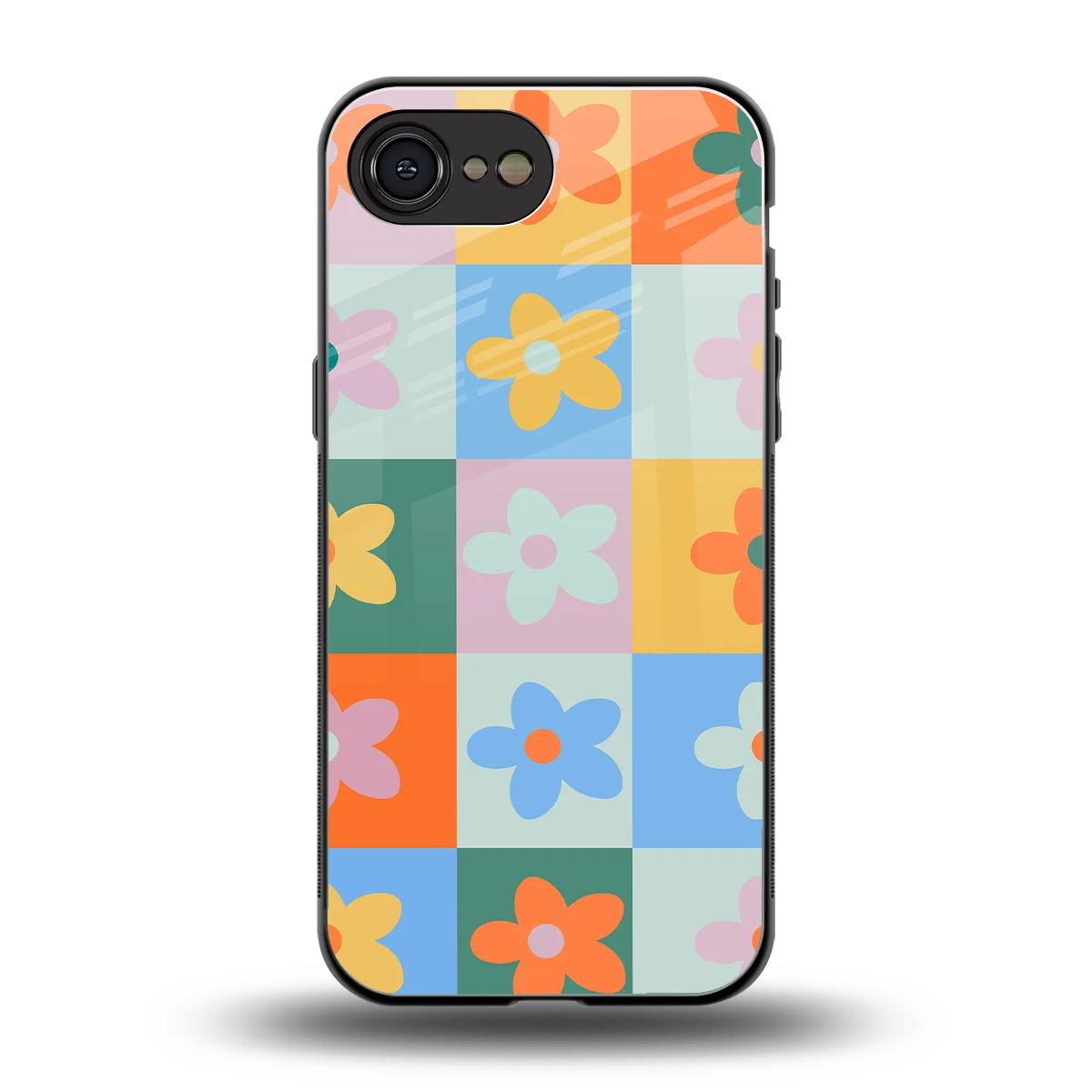 Floral Patchwork back phone cover | glass case for iphone 17e
