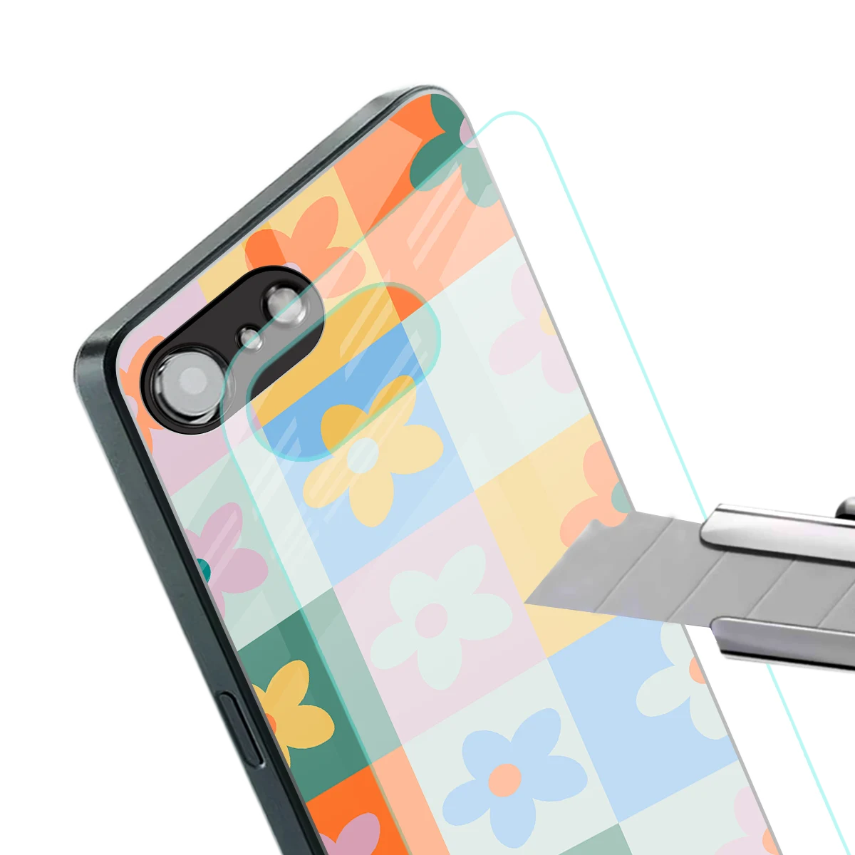 Floral Patchwork stylish phone case for iphone 16e | glossy glass and slim fit