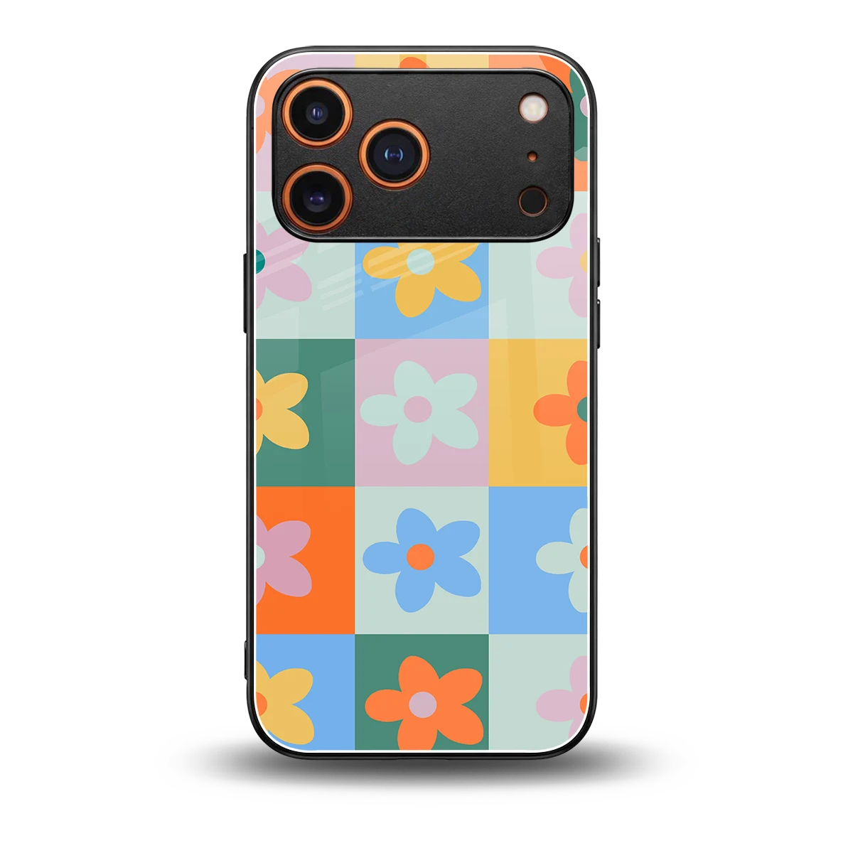 Floral Patchwork back phone cover | glass case for iphone 17 pro max