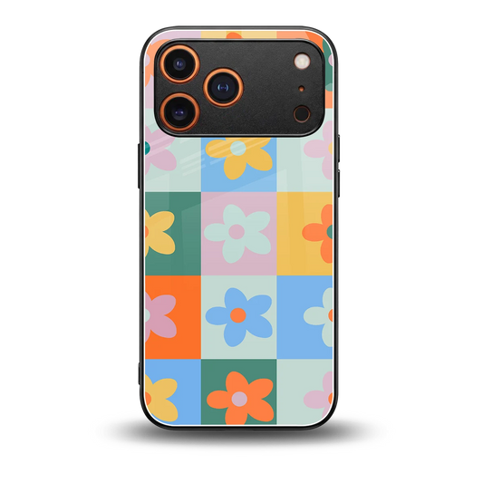 Floral Patchwork back phone cover | glass case for iphone 17 pro max