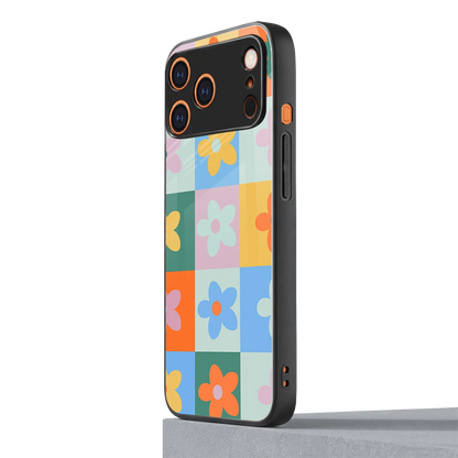 Floral Patchwork iphone 17 pro max mobile cover | shockproof glass phone case