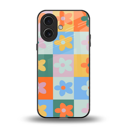 Floral Patchwork back phone cover | glass case for iphone 17