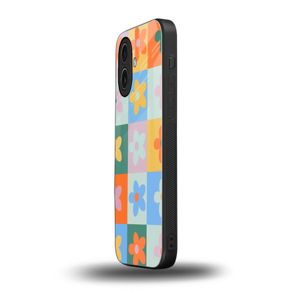 Floral Patchwork iphone 17 mobile cover | shockproof glass phone case