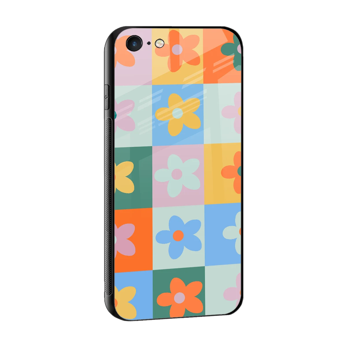 Floral Patchwork sleek iphone 6 cover with tempered glass back and TPU edges