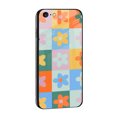 Floral Patchwork sleek iphone 6 cover with tempered glass back and TPU edges