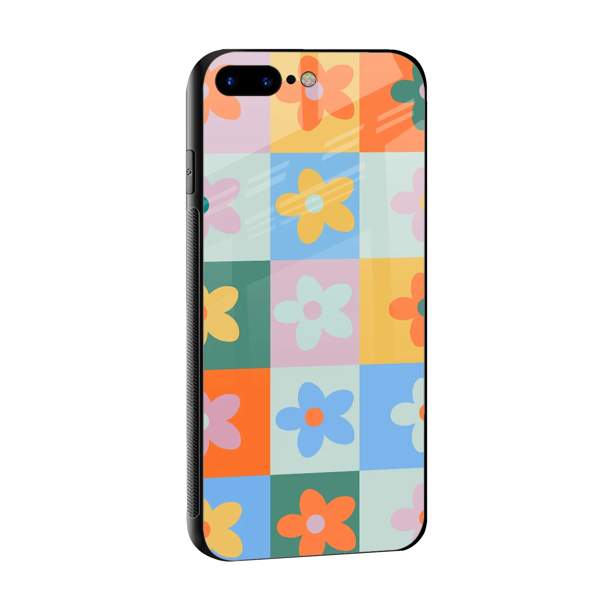 Floral Patchwork sleek iphone 7 plus cover with tempered glass back and TPU edges