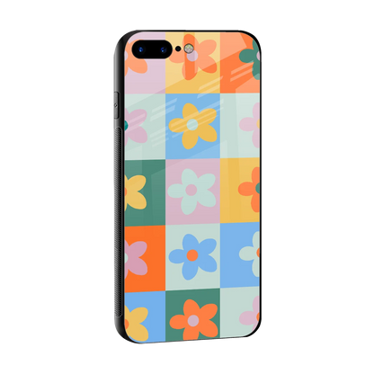 Floral Patchwork sleek iphone 7 plus cover with tempered glass back and TPU edges