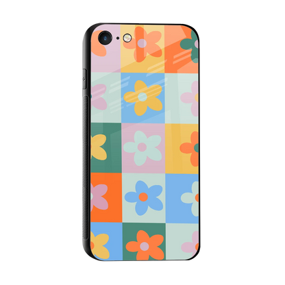 Floral Patchwork sleek iphone 7 cover with tempered glass back and TPU edges