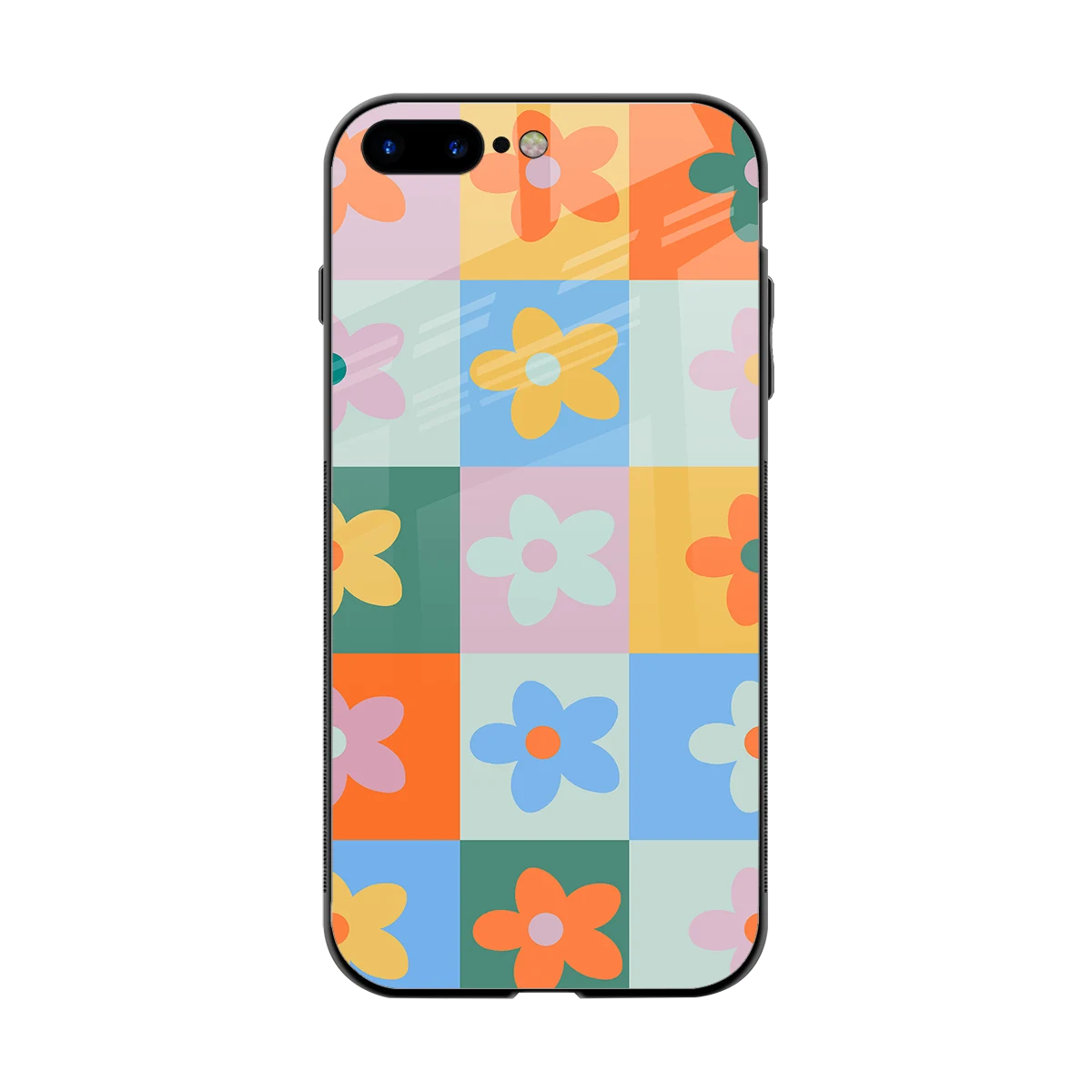 Floral Patchwork back phone cover | glass case for iphone 7 plus