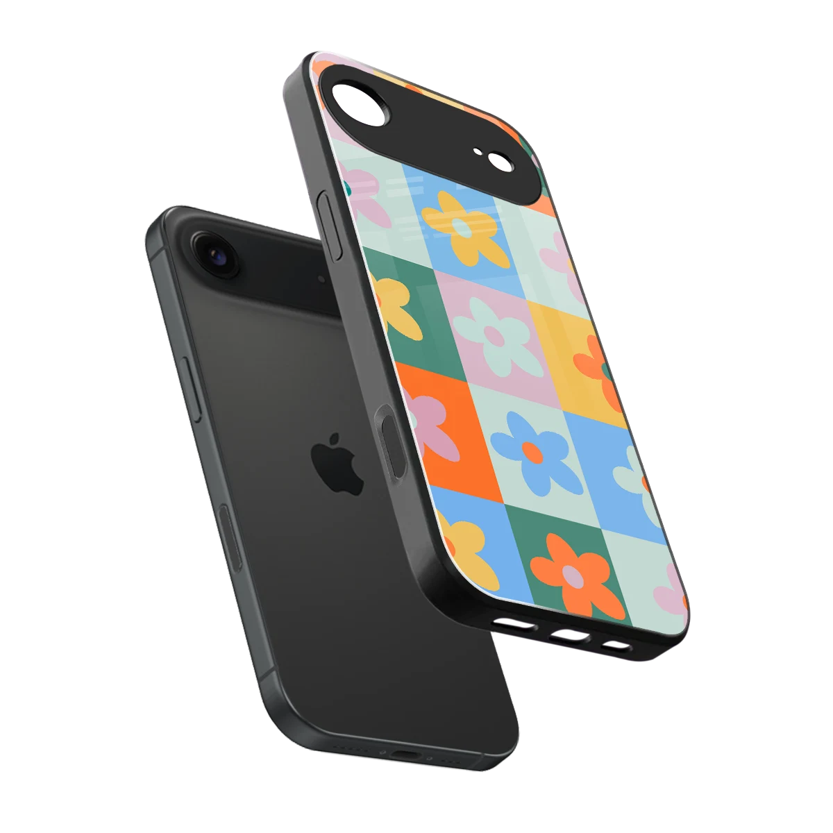 Floral Patchwork sleek iphone air cover with tempered glass back and TPU edges