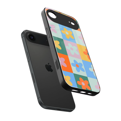 Floral Patchwork sleek iphone air cover with tempered glass back and TPU edges