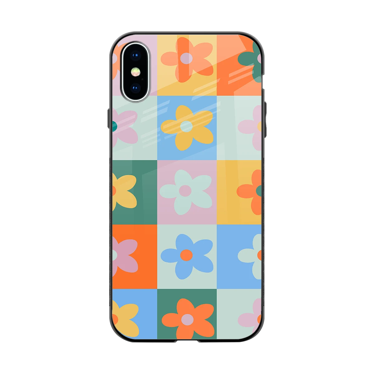 Floral Patchwork back phone cover | glass case for iphone xs