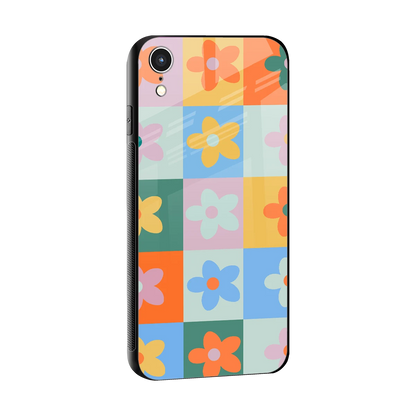 Floral Patchwork sleek iphone xr cover with tempered glass back and TPU edges